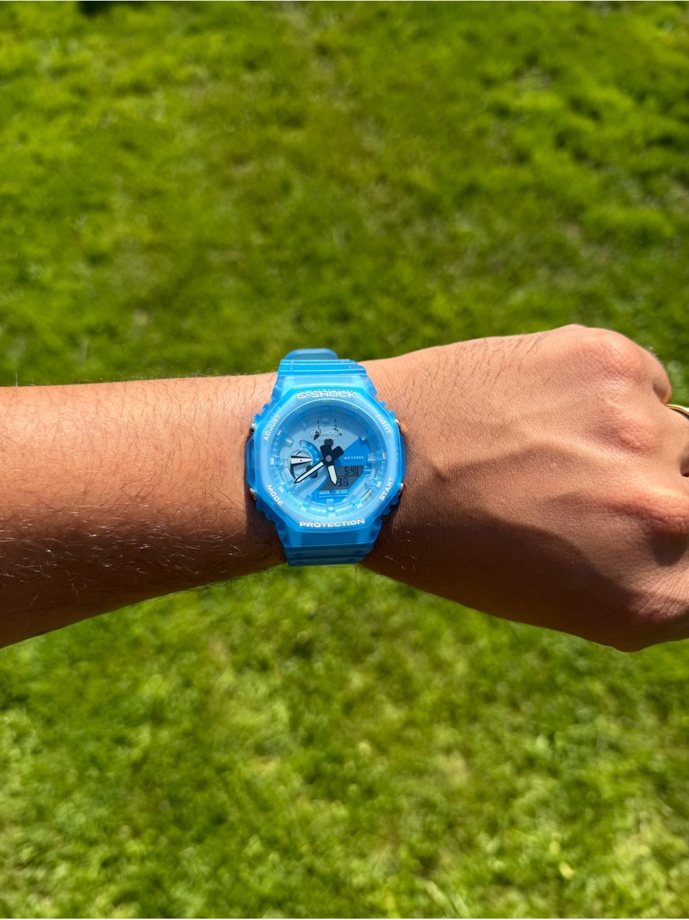 G-Shock GA2100, With Light Blue Transparent Dial,Resin Strap, and Bezel
